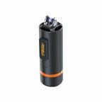 Roos Camp Aero Pump Pro, a compact black camping air pump and electric arc lighter with an orange accent ring
