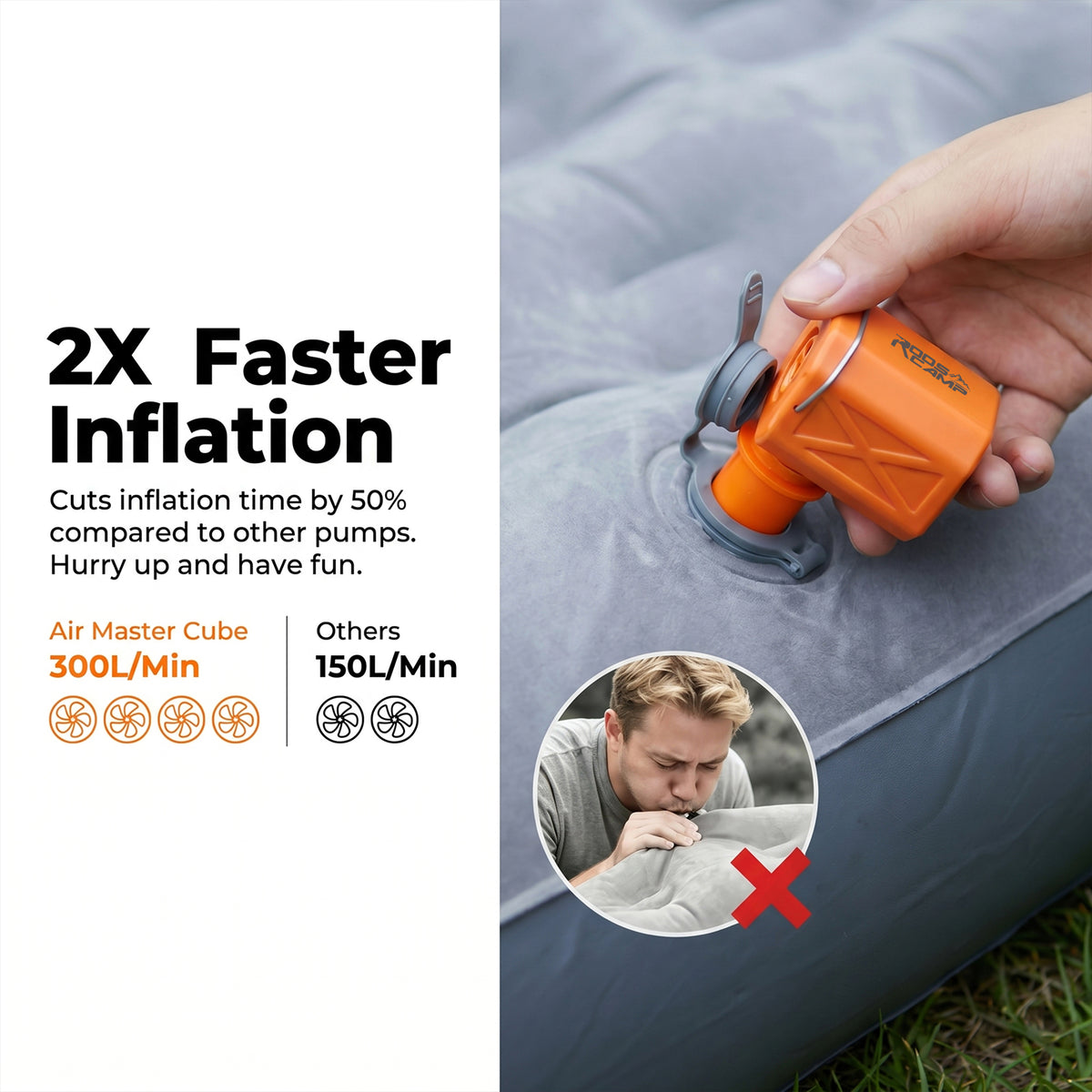 RoosCamp Air Master Cube | Ultra-Portable Mini Air Pump & Lantern