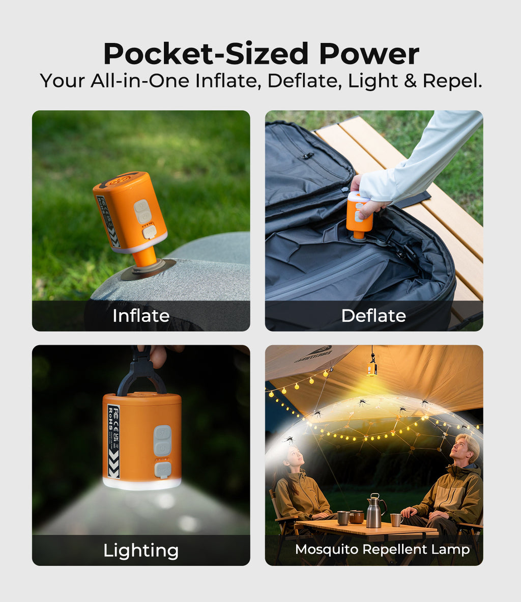 RoosCamp Air Master SL USB-C rechargeable camping pump
