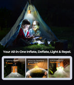 RoosCamp Air Master SL all-in-one inflate, deflate, light and repel - 7 hour lighting and 6 hour mosquito repellent mode
